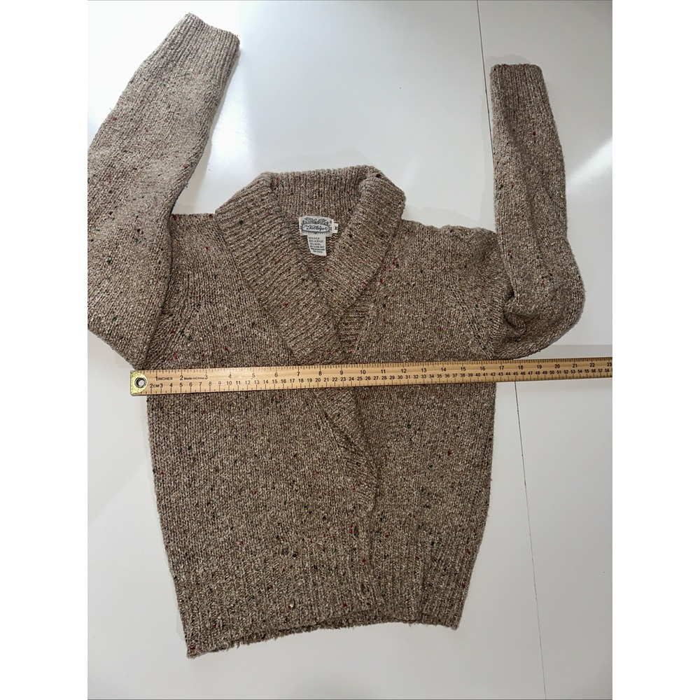 Vintage The Villager Brown Silk Wool Blend Cardigan SIZE Medium - Picture 7 of 9